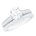 thumbnail image 1 of Rosec Jewels Certified Moissanite Wedding Ring Set of 2 - D-Vs1 Grade Teardrop Engagement Ring with Wedding Band, 14K White Gold, US 6.50, 1 of 9