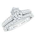 thumbnail image 1 of Rosec Jewels Certified Moissanite Wedding Ring Set of 2 - D-Vs1 Grade Teardrop Engagement Ring with Wedding Band, 14K White Gold, US 9.00, 1 of 9