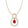 thumbnail image 1 of Teardrop Ruby Cubic Zirconia Accented Pendant in 14K Rose Gold, 1 of 1