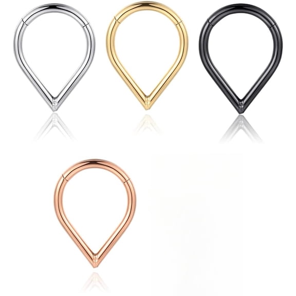 Teardrop Septum Ring Set 316 Stainless Steel Hinged Daith Piercing Jewelry Segment Clicker Rook Snug Tragus Cartilage Hoop Earring 16g