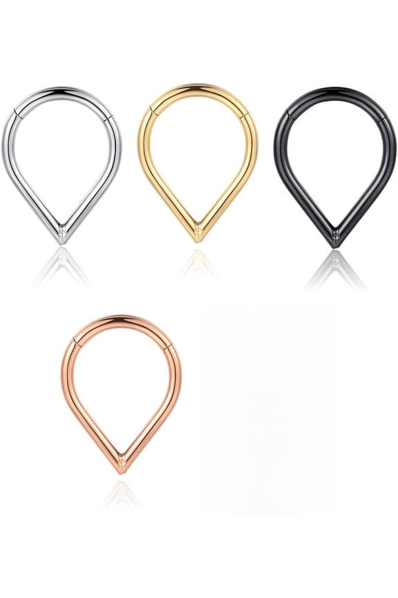 Teardrop Septum Ring Set 316 Stainless Steel Hinged Daith Piercing Jewelry Segment Clicker Rook Snug Tragus Cartilage Hoop Earring 16g