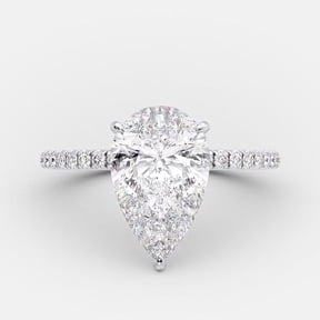 Teardrop Solitaire With Accents Engagement Ring 1.7 Ct Pear Cut Simulated Diamond 14K White Gold Over