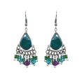thumbnail image 1 of Teardrop Stone Cabochon Multicolored Crystal Beaded Metal Dangle Earrings - Womens Fashion Handmade Jewelry Boho Accessories, 1 of 1