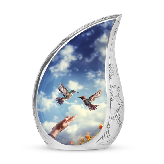 Teardrop Urn, Fairytale Cut Paper Collage, Small Urn for Ashes, Keepsake Urn for Ashes for Women, Miniature Urns for Human Ashes Adult Man, Decorative Urns for Female Ashes, Metal Urn 3 Inch,1pcs