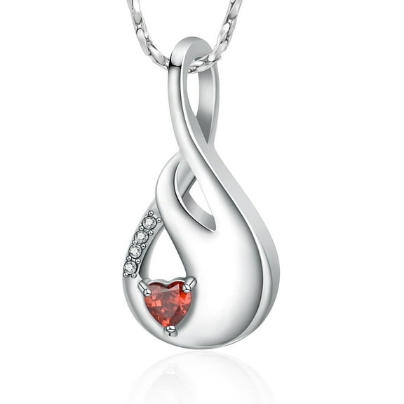 Teardrop Urn Necklace for Ashes for Women Stainless Steel Crystal Heart Cremation Jewelry Memorial Human Ashes Holder Funeral Keepsake Pendant
