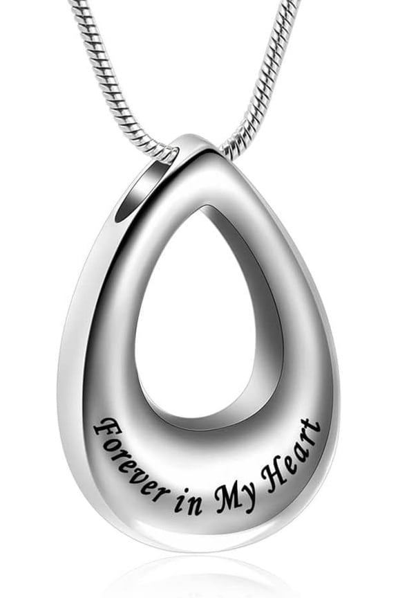 Teardrop Urn Necklaces for Ashes for Women Waterdrop Pendant Forever In My Heart Locket Stainless Steel Keepsake Memorial Ash Cremation Jewelry