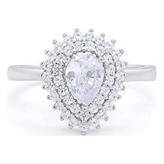 Teardrop Wedding Bridal Ring Simulated CZ 925 Sterling Silver Size 8