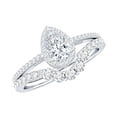 thumbnail image 1 of Rosec Jewels Moissanite Wedding Ring Set for Women - D-VS1 Quality Pear Shaped Engagement Ring with Curved Band, 14K White Gold, US 3.00, 1 of 7