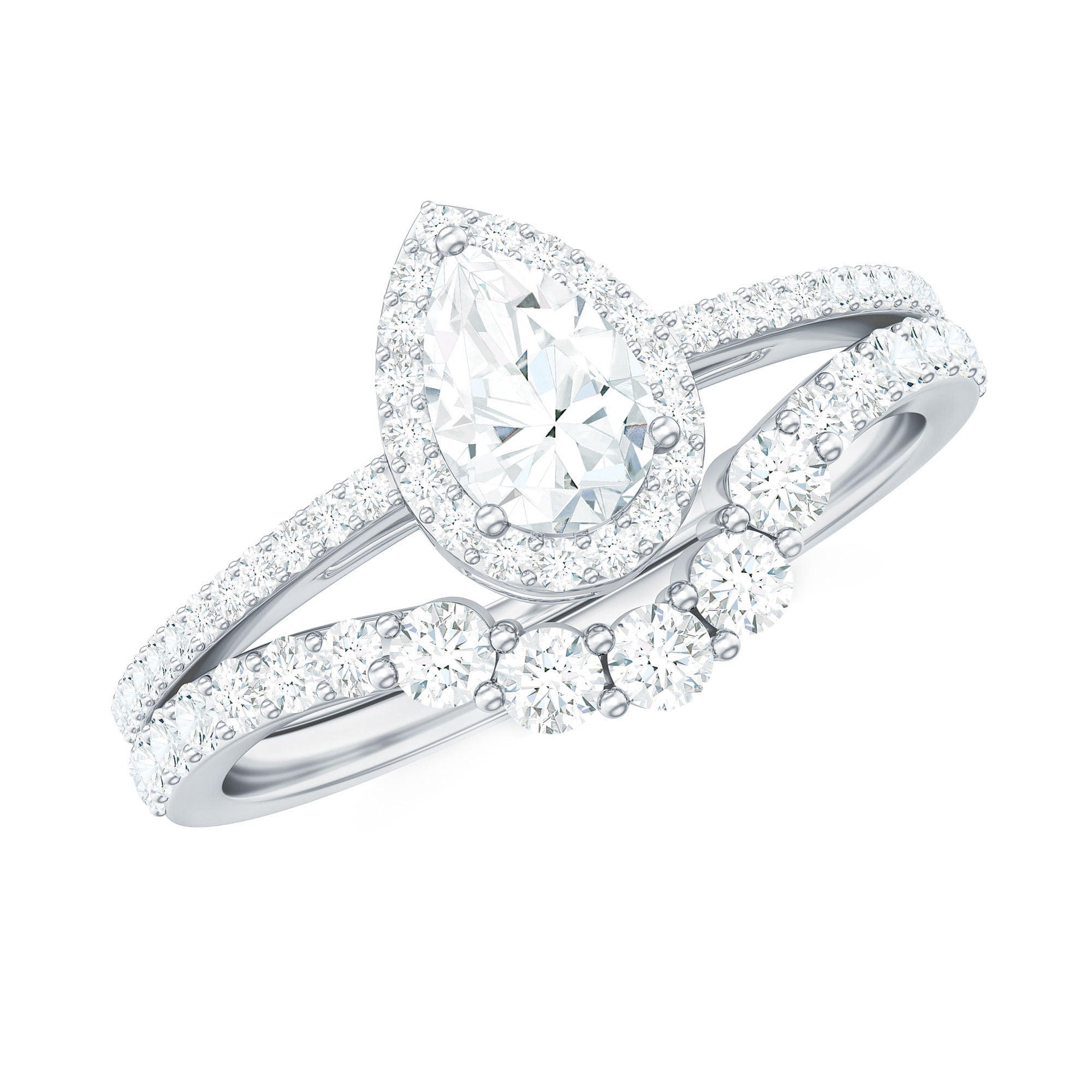 Rosec Jewels Teardrop Wedding Ring Set with Moissanite for Women Rosec Jewels Teardrop Wedding Ring Set with Moissanite for Women