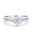 thumbnail image 1 of Teardrop Wedding Ring Simulated Cubic Zirconia Accent 925 Sterling Silver Size 10, 1 of 7