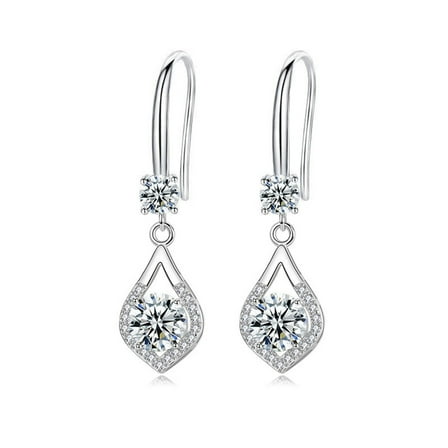 Teardrop Zircon Earrings – Medium-Length Minimalist Elegance for Women 1 pair