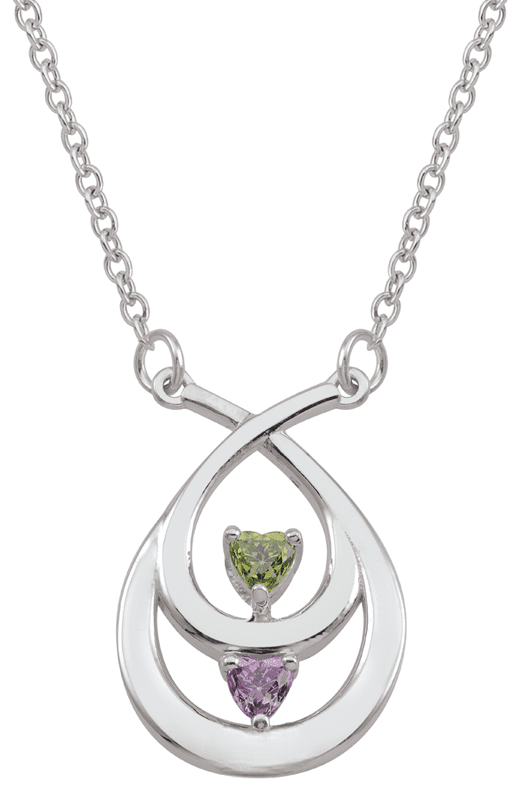 Teardrop Inspired Heart Shape Birthstone Necklace Sterling Silver by Jewlster