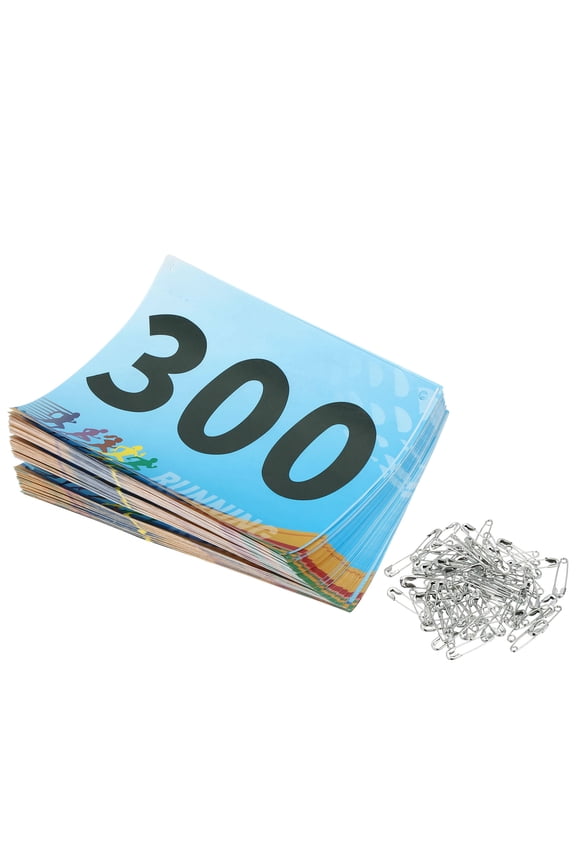 Tearproof Running Bib Numbers 7x6 Inch, 201-300 Race Competitor Numbers with Safety Pin for Marathon, Multicolor