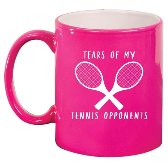 Tears Of My Tennis Opponents Funny Ceramic Coffee Mug Tea Cup Gift for Her, Him, Friend, Coworker, Wife, Husband (11oz Hot Pink)