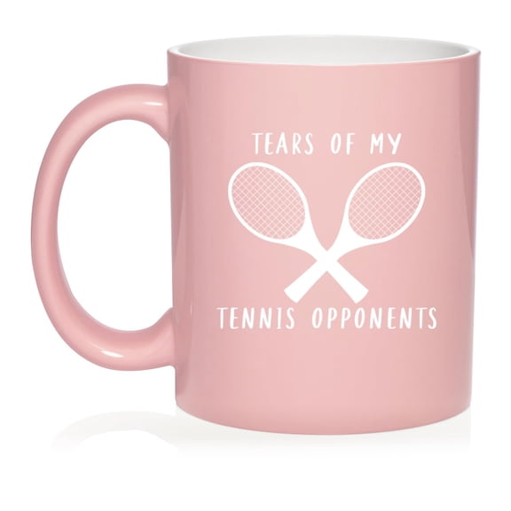 Tears Of My Tennis Opponents Funny Ceramic Coffee Mug Tea Cup Gift for Her, Him, Friend, Coworker, Wife, Husband (11oz Light Pink)