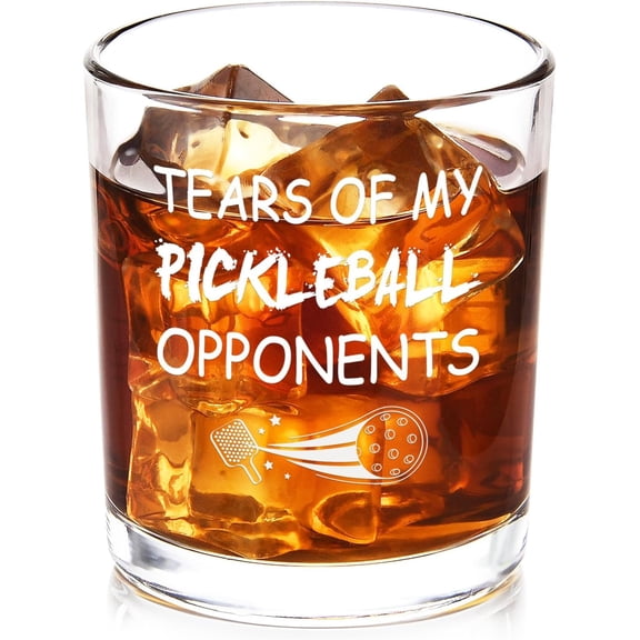 Tears of My Pickleball Opponents Whiskey Glass, Funny Pickleball Gifts for Men Friend Pickleball Lovers Coworker, Pickleball Lover Gifts for Birthday Christmas, 10oz Pickleball Rock Glass