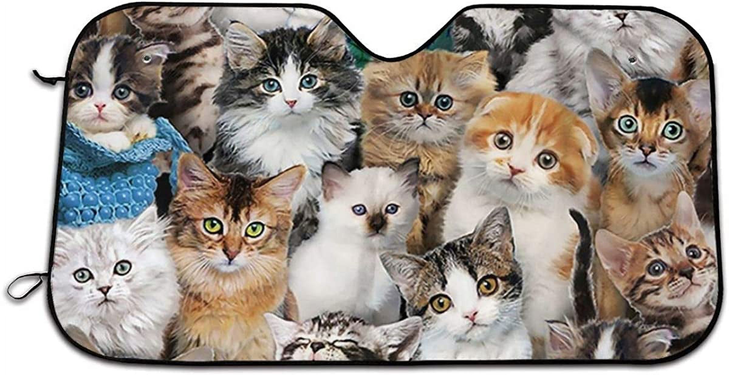 Tearsly Cat Breeds Packed Cats Car Windshield Sun Shade Uv and Sun