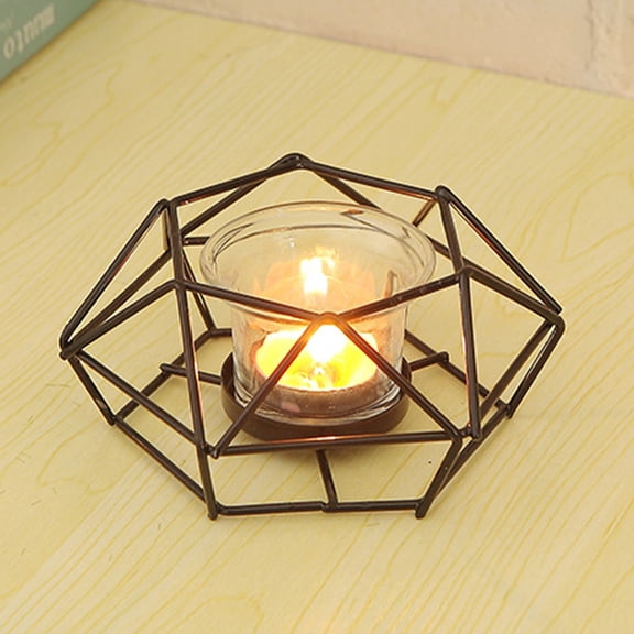 Teas Light Candle Holders,5.1x2.1Inch Metal Hexagonal Candle Support,Hollow-Out Designs Ornament,Aromatherapy Container,Durables and Non-Deformable,for Home,Restaurant,Event