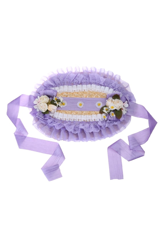 Teas Party Sun Hat Lace Fascinators For Women Lolit Straw Hat Victorian Bonnet Victorian Headdress Flower Straw Hat