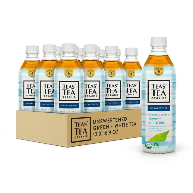 Teas' Tea Organic Unsweetened Green White Tea, 16.9 Ounce (Pack of 12