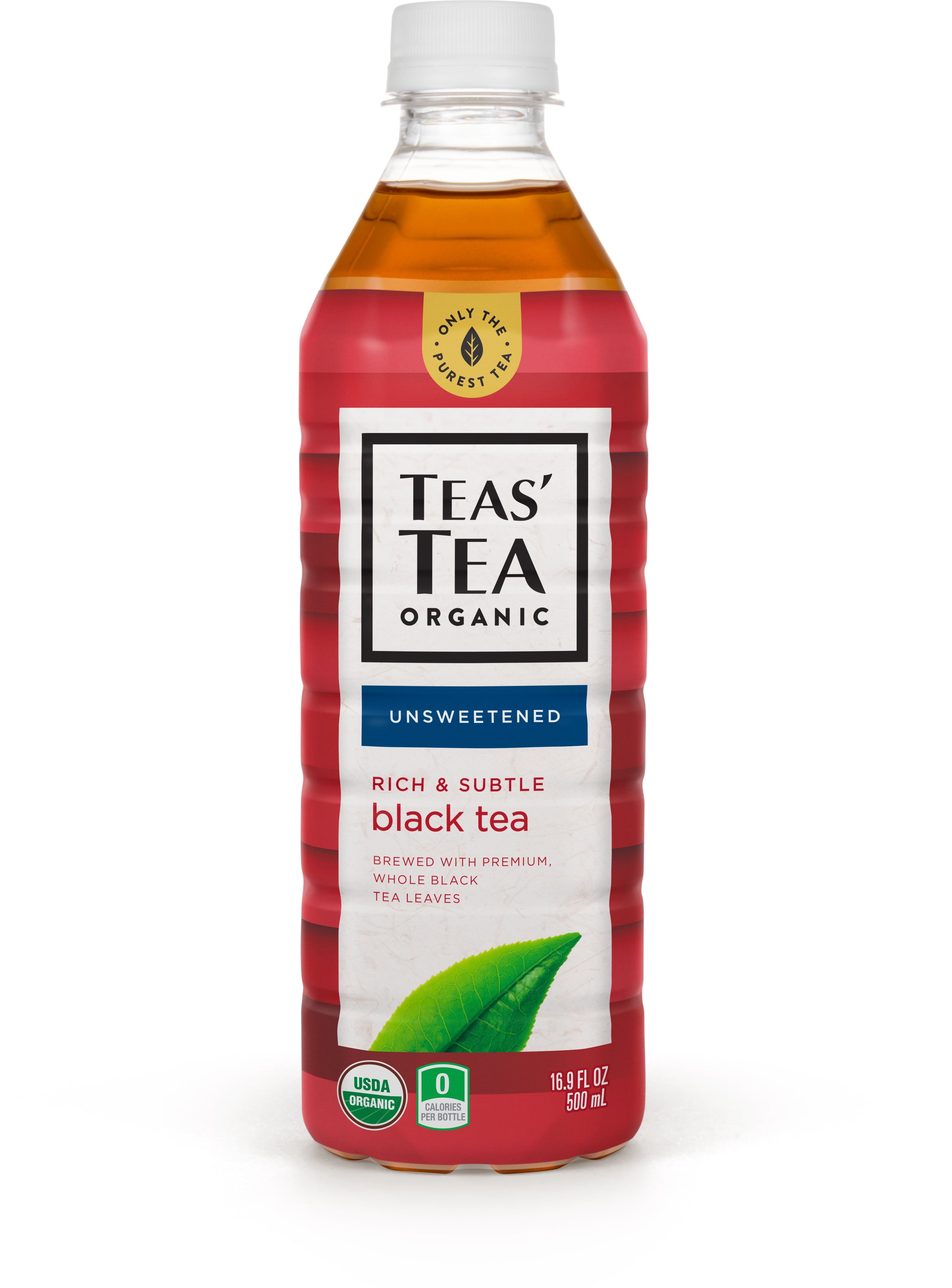 Teas' Tea Unsweetened Organic Black Tea, 16.9 Ounce (Pack of 12