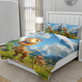 thumbnail image 1 of TeasBank 3D Print Cartoon Dinosaur Twin Duvet Cover Set for Teens Adult Nature Blue Sky and White Clouds Comforter Cover with 2 Pillowcases Animal Theme Room Decor, 1 of 4