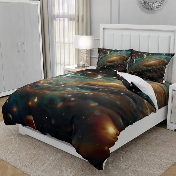 TeasBank Galaxy Series Comforter Cover King Duvet Cover Set 3D Print Outer Space Duvet Cover for Kids Youth Adult Universe Decor 3 Pcs 1 Quilt Cover with 2 Pillow Cases(No Comforter)