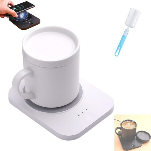 Tease Tea Warmer Set,Smart Heated Mug Kit 2.0 with Wireless Charger,Mug Warmer for Desk,Electric Coffee Warmer with Mug Set,Cordless Cup Warmer Rechargeable,Heated Cup Auto Shut Off (White)
