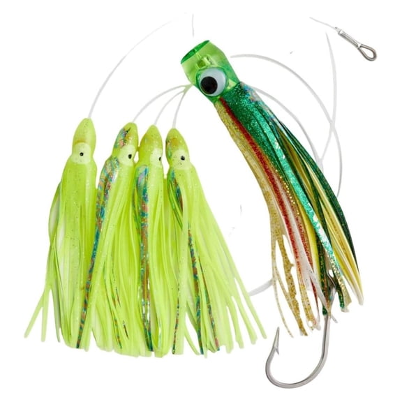 Teaser Chain Lures Trolling Lure Saltwater Fishing Lures with Stainless Steel Hook and High Strength Fishing Line Fully Rigged Teasers for Wahoo Tuna Marlin Mahi Mahi