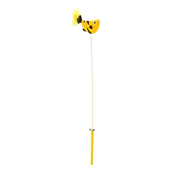 Teaser Wand With Bee Tail Bell And Streamers Flexible Alloy Rod With Wooden Handle For Interactive Play And Exercise