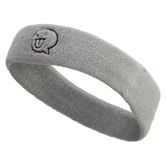 Teasing Face Embroidered Head Band Terry - Lt Grey OSFM