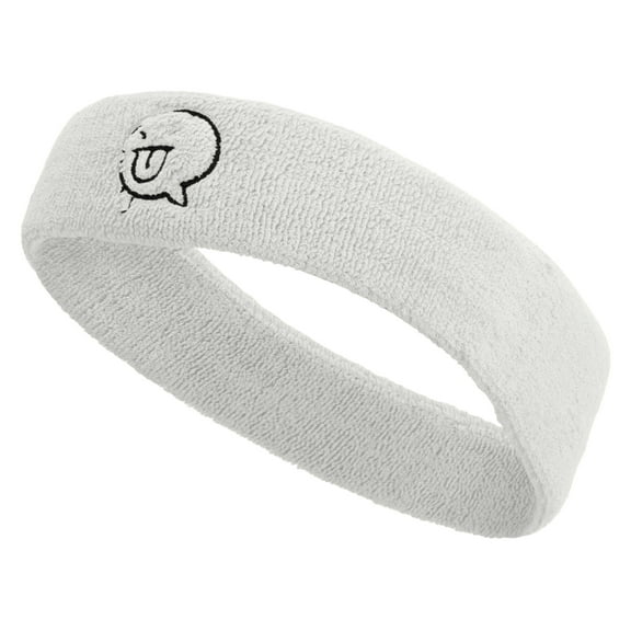 Teasing Face Embroidered Head Band Terry - White OSFM