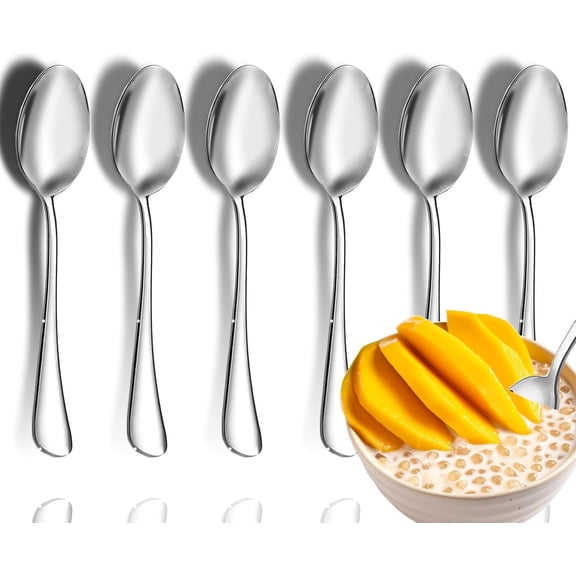 Teaspoon Set,6 Piece 6.7" Spoons Silverware, Premium Food Grade 18/10 Stainless