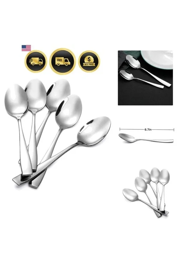Teaspoon Stainless Steel Set 12 Pieces Durable Simple Elegant Silver