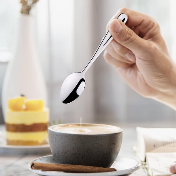 Teaspoons Mini Dessert Spoons, 2 Pack 5.5 Inch Colorful Small Mirror Polishing Coating Stainless Steel Spoons for Ice Cream, Yogurt & School Lunches Safe for Dishwasher & Microwave