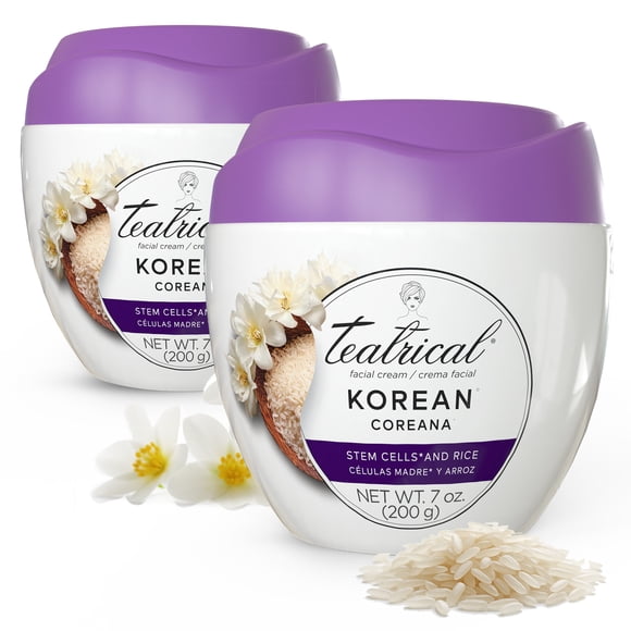 Teatrical Korean Facial Cream with Stem Cells & Rice, Face Moisturizer, 7 oz Pack of 2