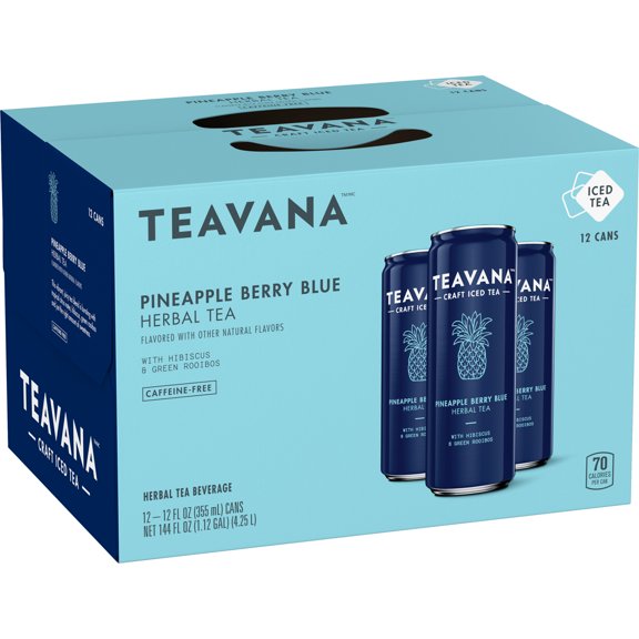 Teavana Caffeine-Free Pineapple Berry Blue Herbal Tea, 12 Pack 12 fl. oz. Cans