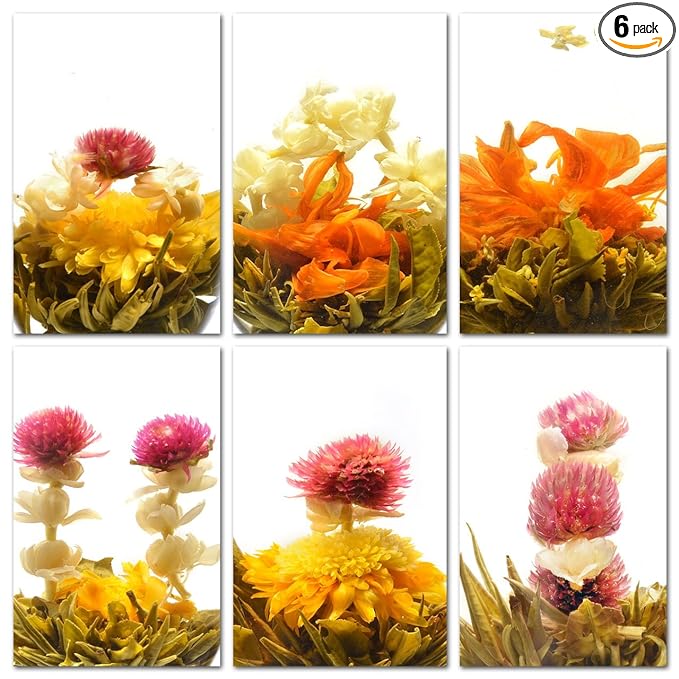 Teavivre® 6pcs Handmade Blooming Flower Tea Assorted Flowering Green