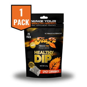 Teaza Energy Pouches Smokeless Tobacco Alternative Snuff Healthy Dip Pouches with Extra Kick of Spice, Spicy Cinnamon (1 Pack) Tobacco Free Nicotine Free Dip Chewing Alternative Tobacco