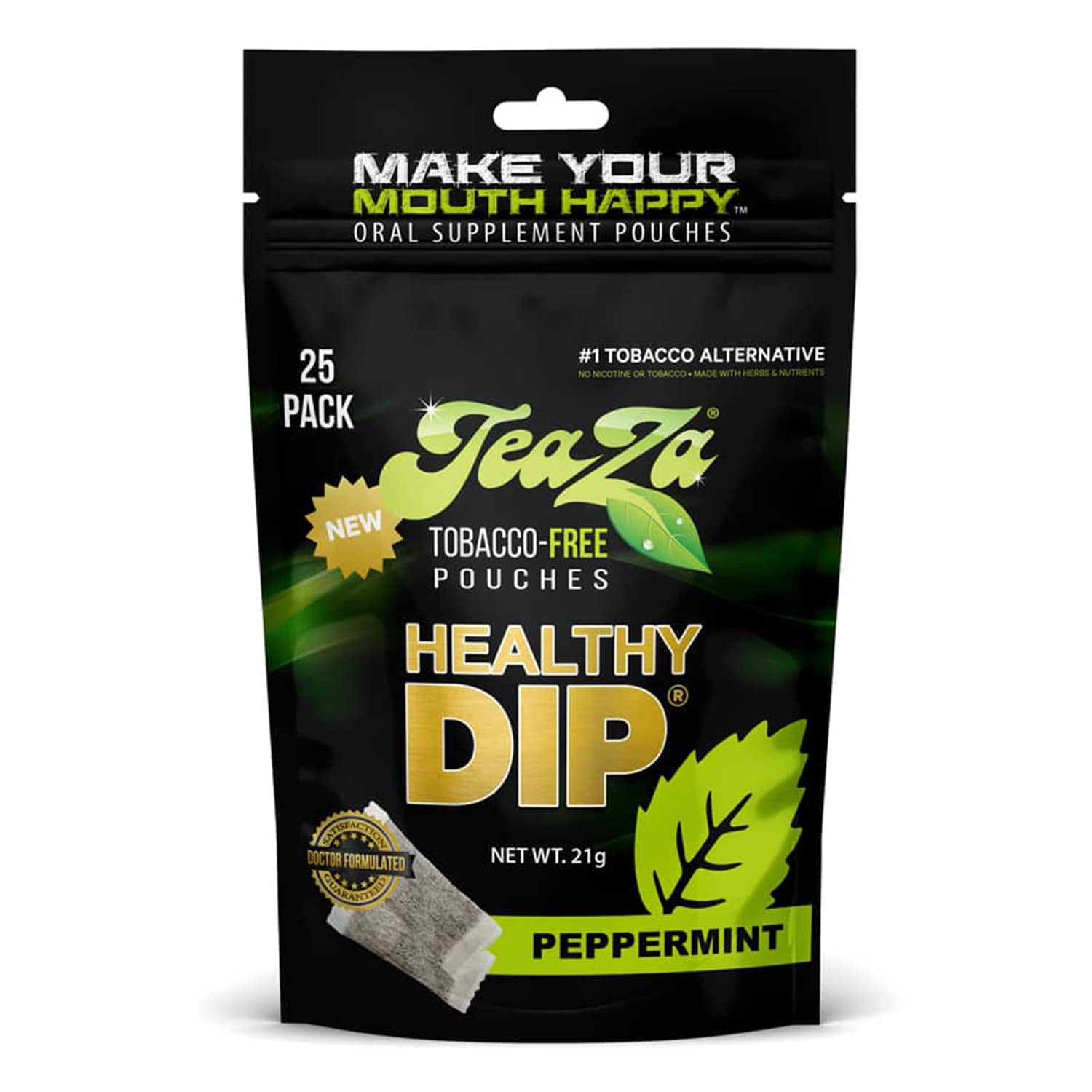 Teaza Energy Tobacco Free Pouches Nicotine Free Dip, Smokeless Alternative Snuff Healthy Chewing