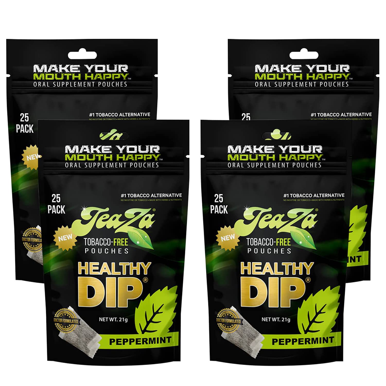 Teaza Energy Tobacco Free Pouches Nicotine Free Dip, Smokeless