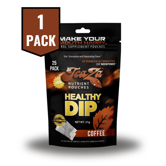 Teaza Energy Tobacco Free Snuff Nicotine Free Pouches, Smokeless Alternative Snuff Healthy Chewing Dipping, Coffee (1 Pack) Tobacco Free Chew Alternative Dip No Crash Fully Premium Flavored