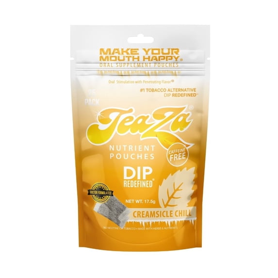 TeaZa Herbal Energy Pouches Creamsicle Chill Flavor, 4 Bags, Made From Tea, 100 Pouches