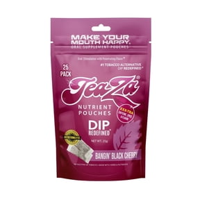 Teaza Herbal Energy Pouches Tobacco Alternative Nicotine Free Dip, Smokeless Alternative Snuff Healthy Dip Pouches, Bangin' Black Cherry (1 Pack) Tobacco Free Chew Premium Flavored