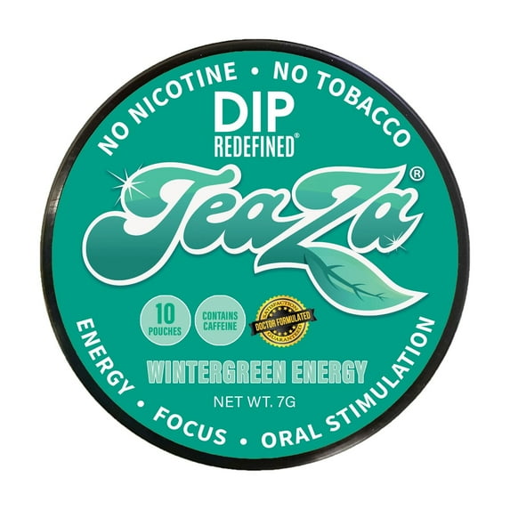 Teaza Herbal Energy Pouches Wintergreen Puck, Made From Tea, 1 Can, 10 Pouches