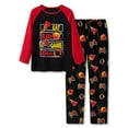 thumbnail image 1 of Beezizac 2-Piece Cozy Pajamas For Big Boys Sleep Face & Game Graphic Red Long Sleeves Soft PJs Set Kid Size 10, 1 of 7