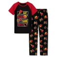 thumbnail image 1 of Beezizac 2-Piece Cozy Pajamas For Big Boys Sleep Face & Game Graphic Red Short Sleeves & Pants Soft PJs Set Kid Size 10, 1 of 7