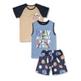 thumbnail image 1 of Tebbis Boys Summer Pajama Set, 3-Piece Fun Baseball PJs‌ - Short Sleeves, Tank Top & Shorts Soft Blue Sleepwear Size 12, 1 of 2