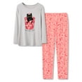 thumbnail image 1 of Beezizac Coral Cat Pajamas for Girls Modal Fiber Long Sleeve & Pants Pj Set Tween Size 10, 1 of 7
