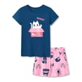 thumbnail image 1 of Beezizac Cute Cat Pajamas for Girls Modal Fiber Tee & Shorts Pj Set Tween Size 12, 1 of 7